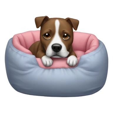 Staffie dog in small bed sticker