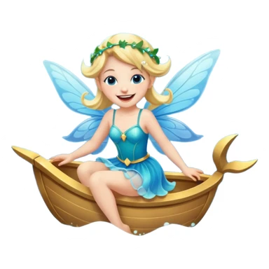 a fairy laughing while flying on a ocean sticker