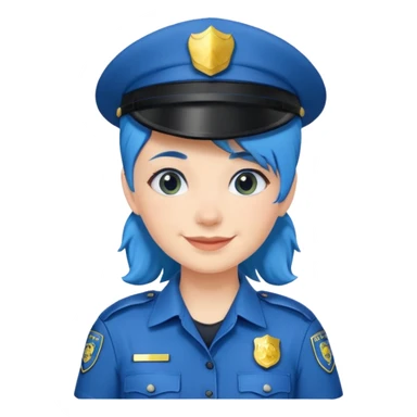 smiling policewoman with blue hair sticker