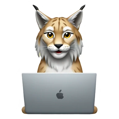 A lynx with a laptop sticker