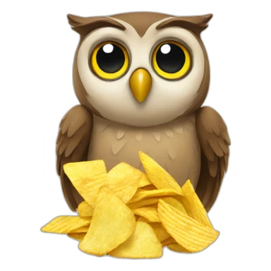 owl eating chips sticker