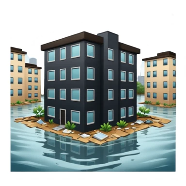 an apartment complex in flood sticker