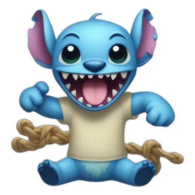 Stitch handing a monster sticker