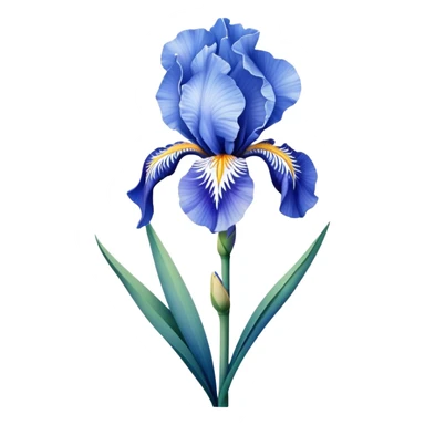 single Sky Blue Iris, straight stem sticker