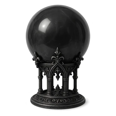gothic crystal ball, black and silver, mystical and ornate, no background sticker