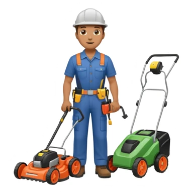 Maintenance worker
with lawnmower, full body sticker