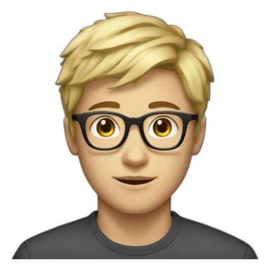 a 17 years old boy with short blonde hair and rectangle glasses  sticker