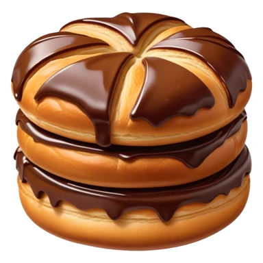 Cinematic warm pain au chocolat, flaky golden-brown pastry with a rich chocolate filling peeking through, perfectly crisp exterior, soft glowing highlights, inviting and indulgent. sticker