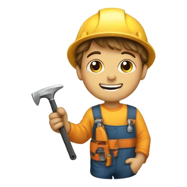 a child with a tool in his hands sticker