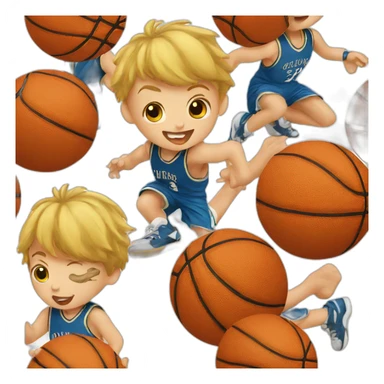 Little boy playing basketball sticker
