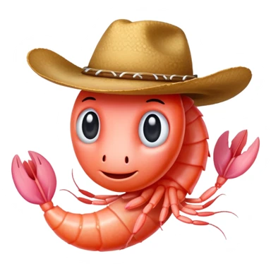 Shrimp with cowboy hat sticker