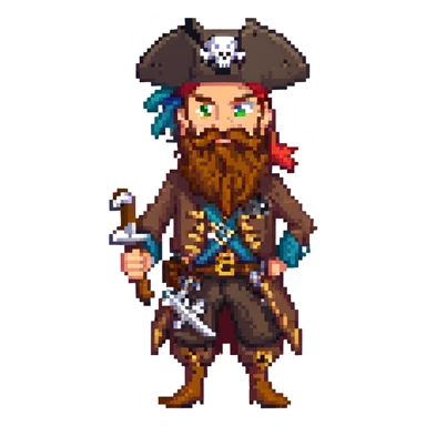 A pirate with a long beard, detailed sticker