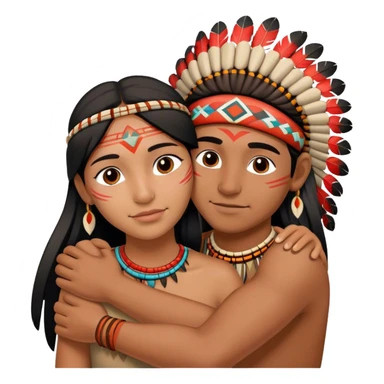 two indigenous people hugging, showing affection and care for each other. sticker