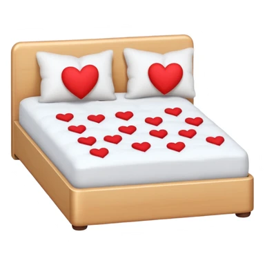 fully white bed with hearts sticker