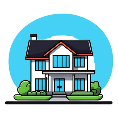 modern house with a for sale sign in front sticker