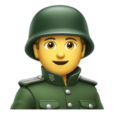 german soldier with a dark green costume, he has his richt hand in tyhe air with his fingersspread. sticker