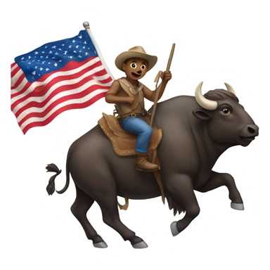 Me on buffalo holding amercan flag sticker