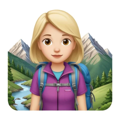 girl back packing mountains background  sticker