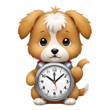 cute puppy holding a digital clock sticker