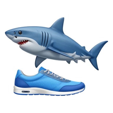 Shark wearing 3 blue sneakers sticker