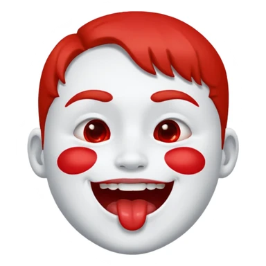A face showing physical delight and a red face with white paint around its mouth With lots of drool sticker