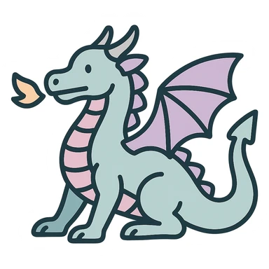 dragon, symbol of the year in feng shui, Chinese eastern style, thin clean contours, soft rounded shapes, pastel palette #98B5BC, #B5B3C1, #C9A3C9, #E4C0CA, #F7DCD1, #F7C0AA, detailed shadows and highlights, soft lighting, transparent background, less cute, no decorative elements sticker