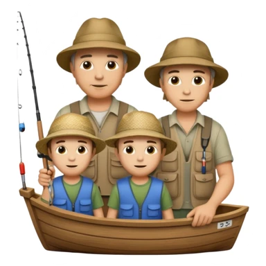 Father and sons fishing on a boat sticker