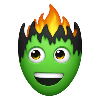 Black flame green Heart sticker