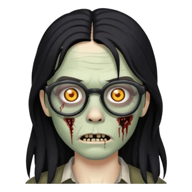 franja, oculos, cabelo preto e longo, e zumbi sticker