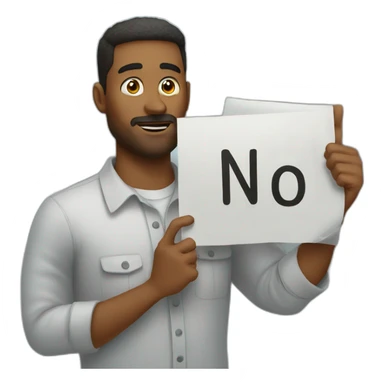 man holding up sign saying no way sticker