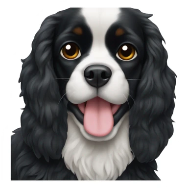 Small completely black king spaniel with black fur on his whole face and white fur on chest sticker