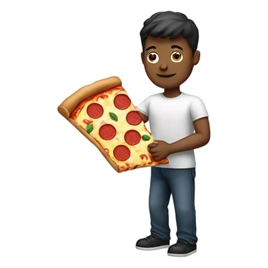 man holding slice of pizza. sticker