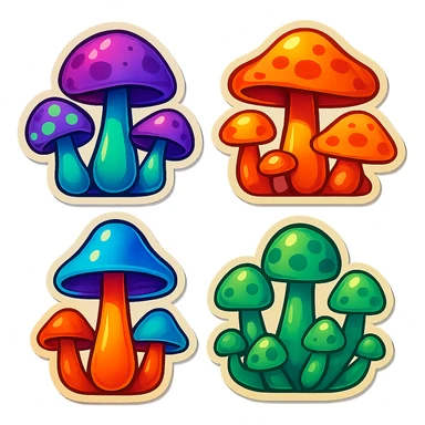 alien mushrooms, mushroom patches, variation 2 sticker