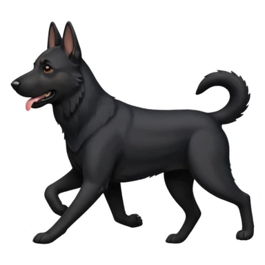 mostly black german shepherd running sticker