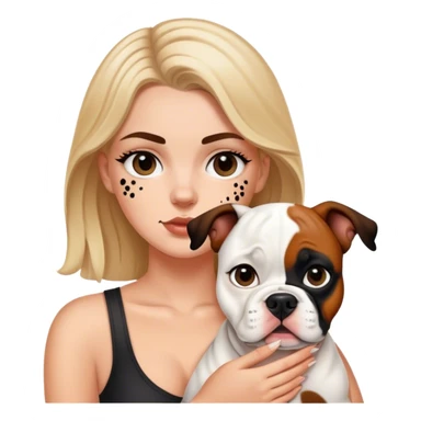 White girl American bull dog with big black spots on eyes sticker