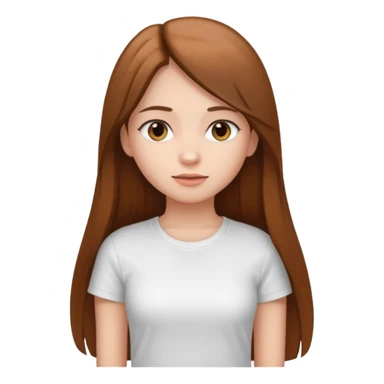 Girl with long brown straight hair, in white top t shirt  sticker