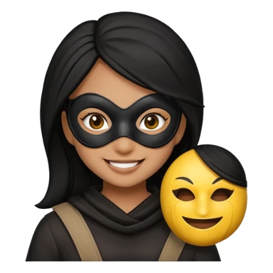 Girl robber emoji black hair sticker