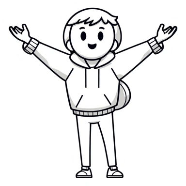 Alternative anime style male character with dark aesthetic arms open sticker