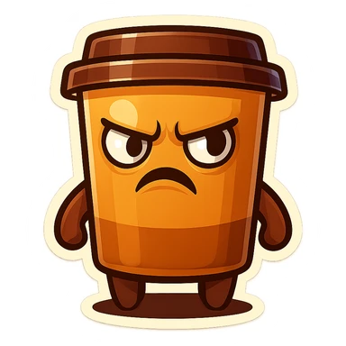Tall coffee cup, annoyed, disturbed, disgusted sticker
