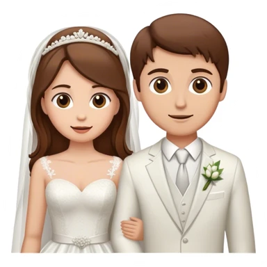 Brown hair bride and groom sticker
