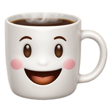 Java icon, classic coffee mug with rising steam, rounded and cheerful emoji style sticker