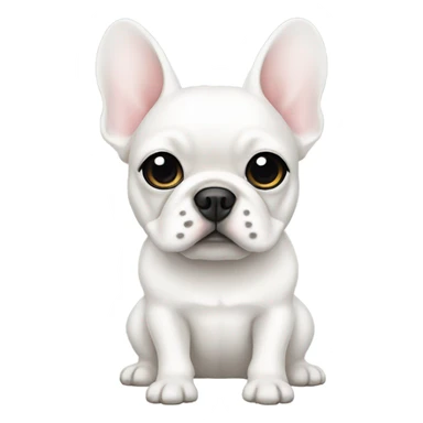 a white frenchie with long hair sticker