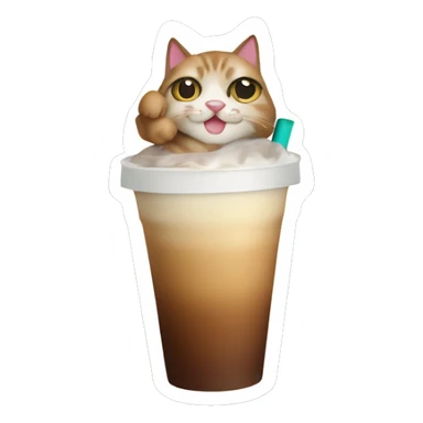 Cat drinking iced coffee  sticker