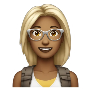 20 years women with brown and blond air with big silver glasses sticker
