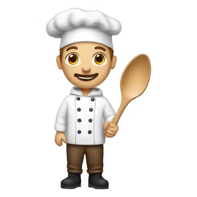 white chef with brown hoodie and a wooden spoon sticker
