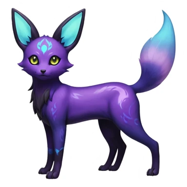 Rare realistic purple indigo violet nebulae shiny sparkly dark-neon glowing bioluminescent edgy badass epic pretty beautiful handsome gorgeous aesthetic colorful vibrant Vernid-Trico-Umbreon-Espeon-species-Fakemon-creature by LiLaiRa, 4 legs, 1 tail, random markings, (full body) sticker