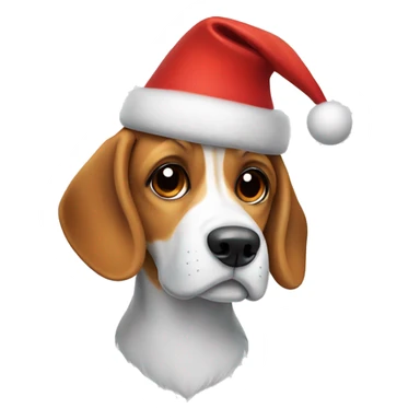 beagle dog with Christmas hat sticker
