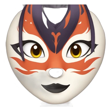 woman wearing kitsune japanese mask sticker