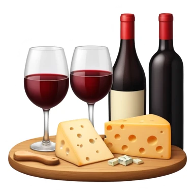 Rotwein und Käse auf ein Holzbrett sticker