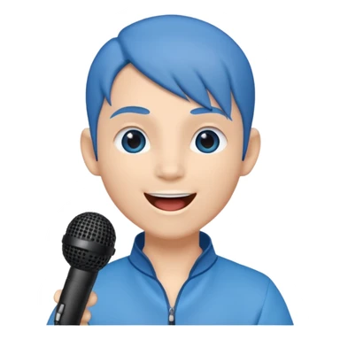 Avatar singing blue character with mic  sticker